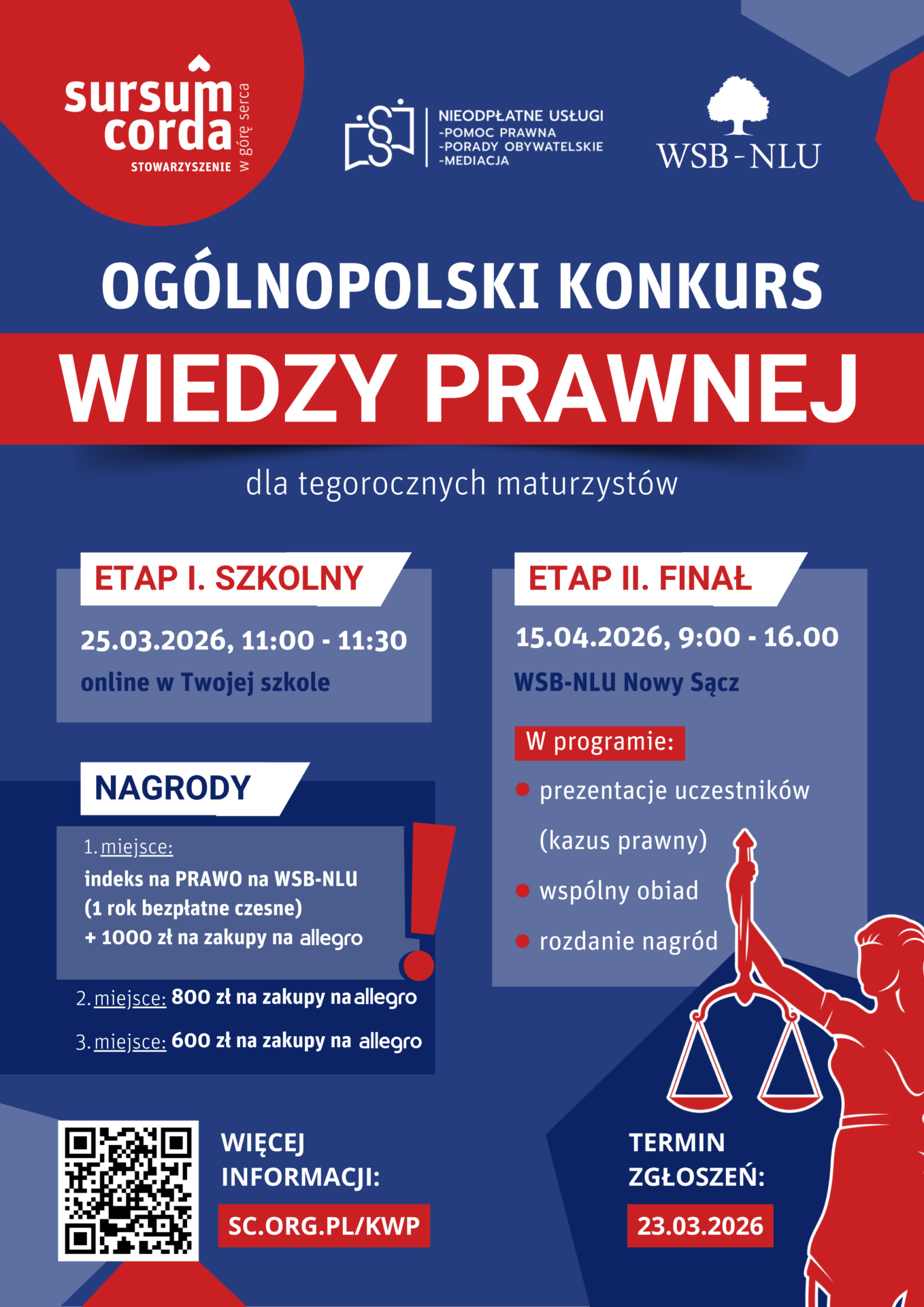 Ogólnopolski Konkurs Wiedy Prawnej - Stow. Sursum Corda i WSB-NLU